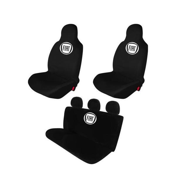 Fiat Palio Penye Oto Koltuk Kılıfı - Marka Logo Baskılı - Siyah - Image 1