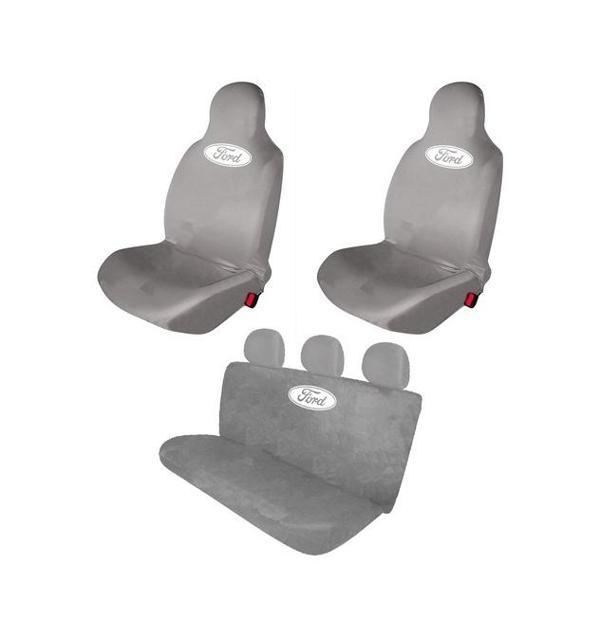 Ford Connect Penye Oto Koltuk Kılıfı - Marka Logo Baskılı - Gri - Image 1