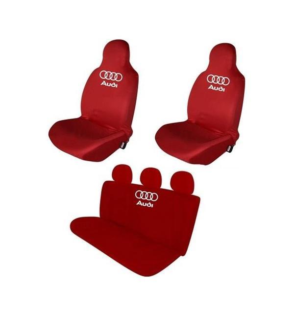 Audi A7 Penye Oto Koltuk Kılıfı - Marka Logo Baskılı - Kırmızı - Image 1
