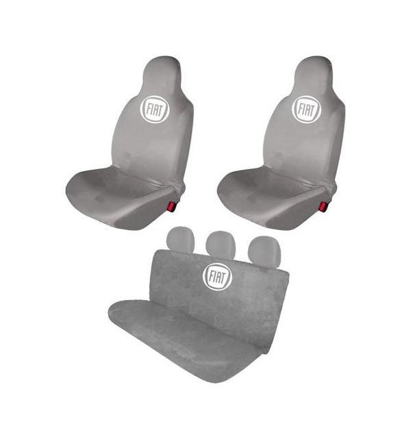 Fiat Fiorino Penye Oto Koltuk Kılıfı - Marka Logo Baskılı - Gri - Image 1