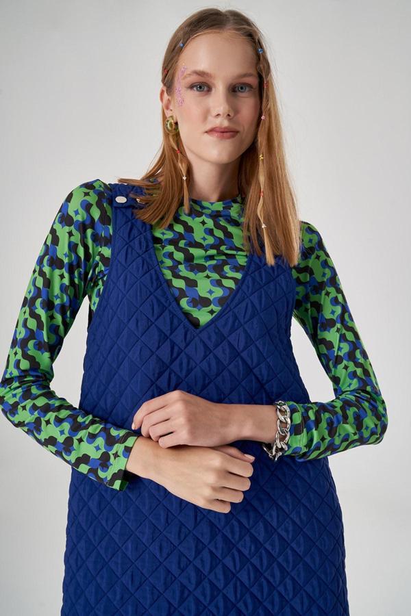 Mizalle Kapitone Saks Jile Elbise - Image 1