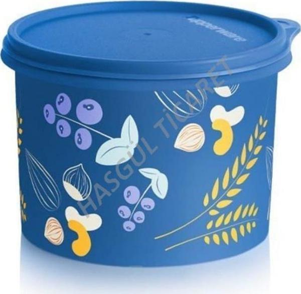 Tupperware SİLİNDİR SAKLAMA KABI 1.1 Lt MAVİ YUVARLAK KAP - Image 1