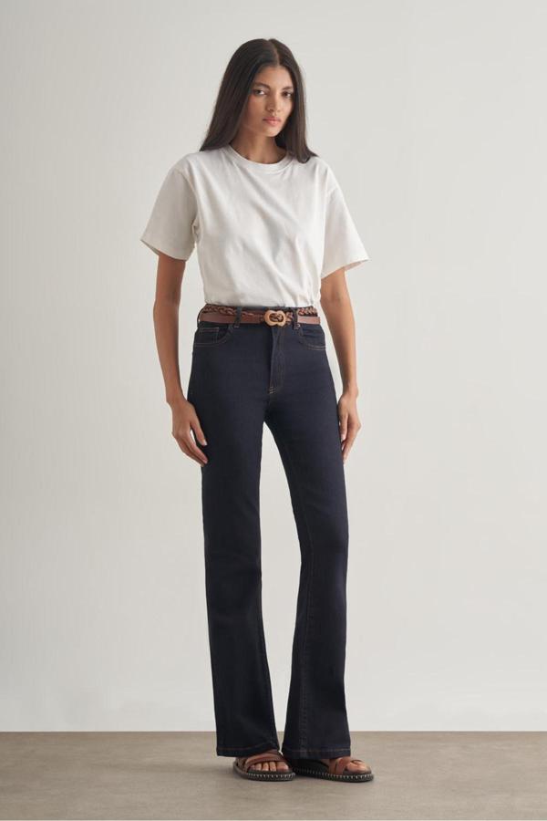 Mizalle Skinny Fit Flare Paça Lacivert Denim Pantolon - Image 1