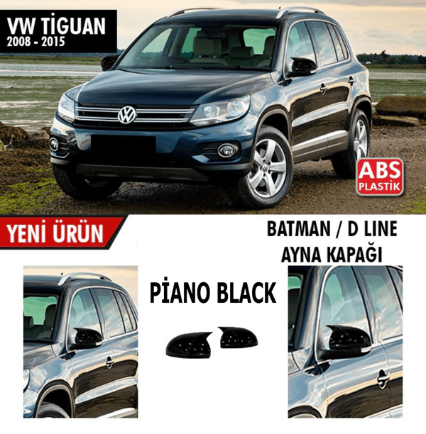 Volkswagen Tiguan 2008-2015 Batman Yarasa Ayna Kapağı Sinyalli Piano Black - Image 1