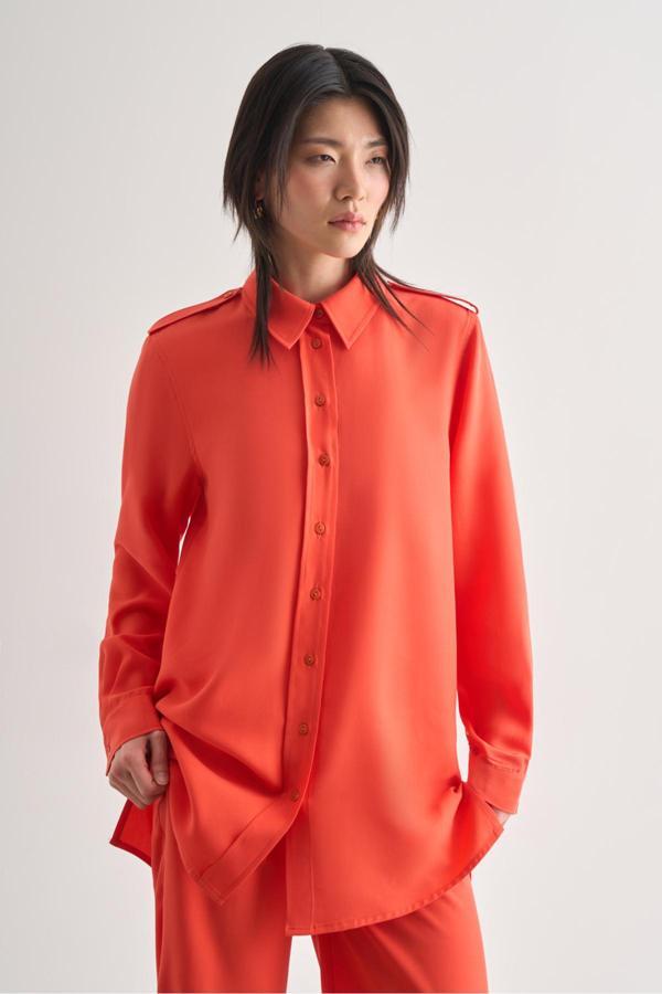 Mizalle Modal Karışımlı Apoletli Nar Çiçeği Tunik - Image 1