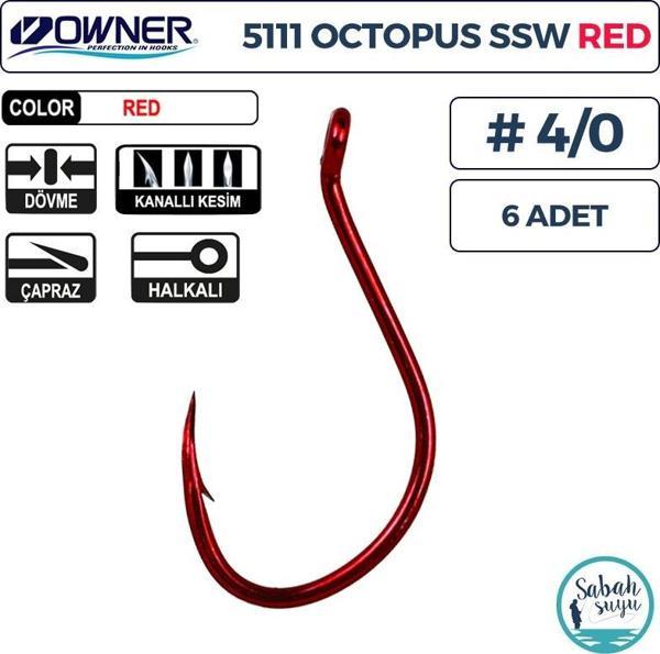 Owner 5111 Octopus SSW Delikli İğne Kırmızı #4/0 (6 Adet) - Image 1