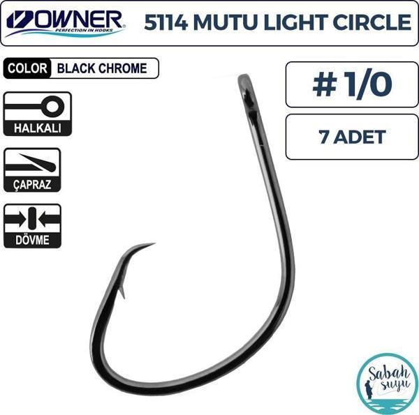 Owner 5114 Mutu Light Circle Delikli İğne #1/0 (7 Adet) Siyah Krom - Image 1