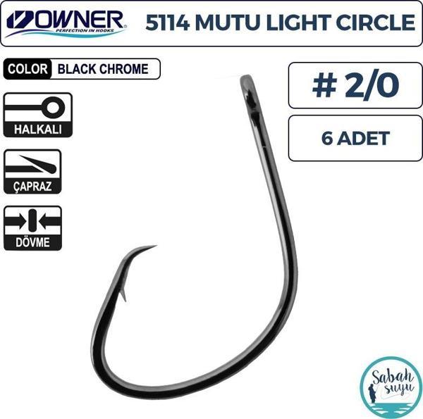 Owner 5114 Mutu Light Circle Delikli İğne #2/0 (6 Adet) Siyah Krom - Image 1