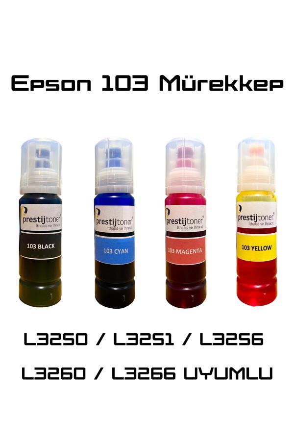 Epson 103 Uyumlu 4 Renk Yüksek Kaliteli Mürekkep Seti - L3250 / L3251 / L3256 / L3260 / L3266 Uyumlu - Image 1