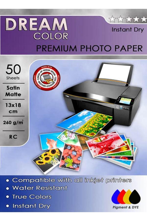 Dream Color Epson Yazıcılar Için Premium Satin Mat 13X18 Fotoğraf Kağıdı 260 Gr, 50 Yaprak - Image 1