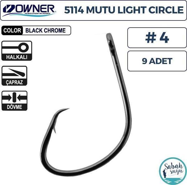 Owner 5114 Mutu Light Circle Delikli İğne #4 (9 Adet) Siyah Krom - Image 1