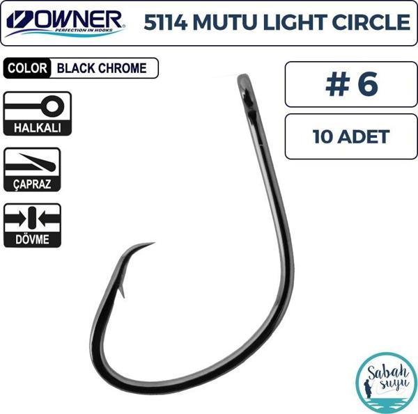 Owner 5114 Mutu Light Circle Delikli İğne #6 (10 Adet) Siyah Krom - Image 1