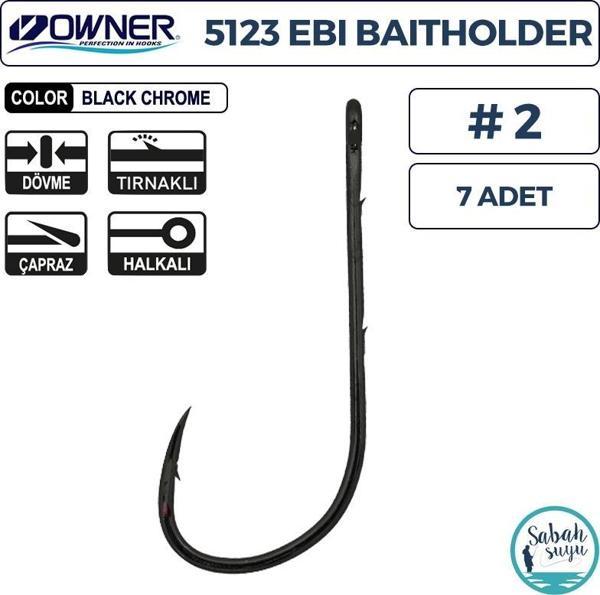 Owner 5123 Ebi Baitholder Tırnaklı Delikli İğne #2 (7 Adet) Siyah - Image 1