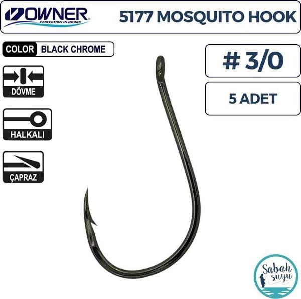 Owner 5177 Mosquito Hook Delikli İğne #3/0 (5 Adet) Siyah - Image 1