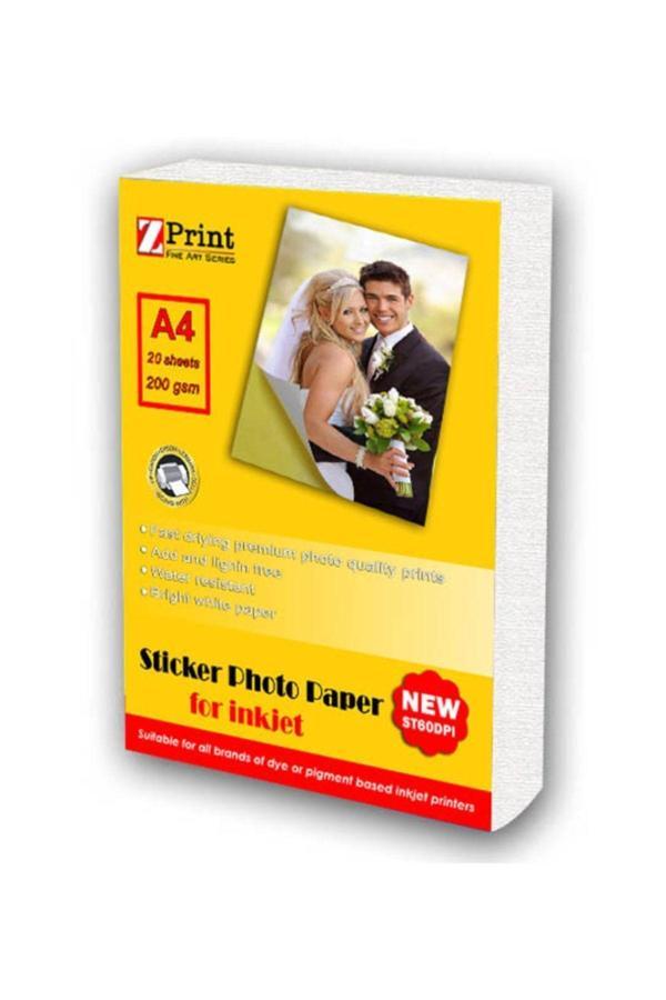 Zprint Epson L3256 Yapışkanlı Sticker Fotoğraf Kağıdı 200 Gr A4 20 Yaprak - Image 1