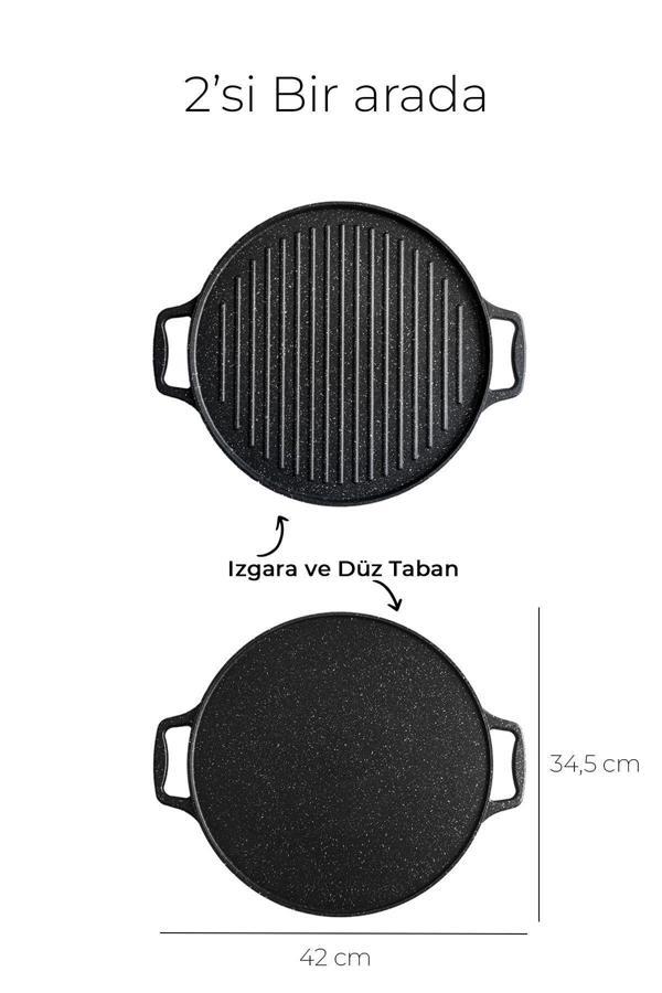 ÇİFT TARAFLI ÇİFT KULPLU DÖKÜM TAVA İSTER IZGARA İSTER GÖZLEME - Image 1