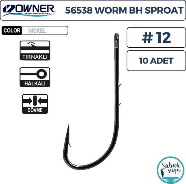 Owner 56538 Worm BH Sproat Black Chrome Tekli İğne #12 (10 Adet) - Image 1