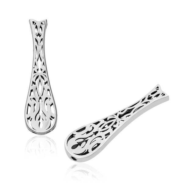 BlackCraft 925 Ayar Gümüş Lale Desenli Tesbih İmamesi (BC-3AB248) - Image 1
