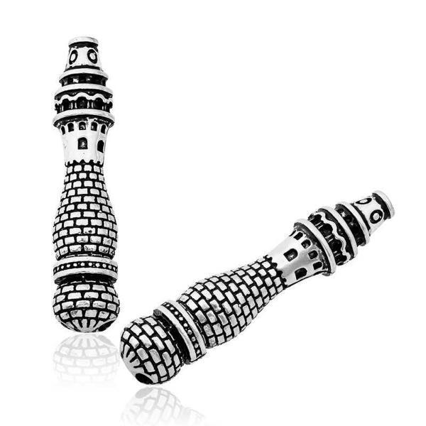 BlackCraft 925 Ayar Gümüş Minare Desenli Tesbih İmamesi (BC-2FD49E) - Image 1