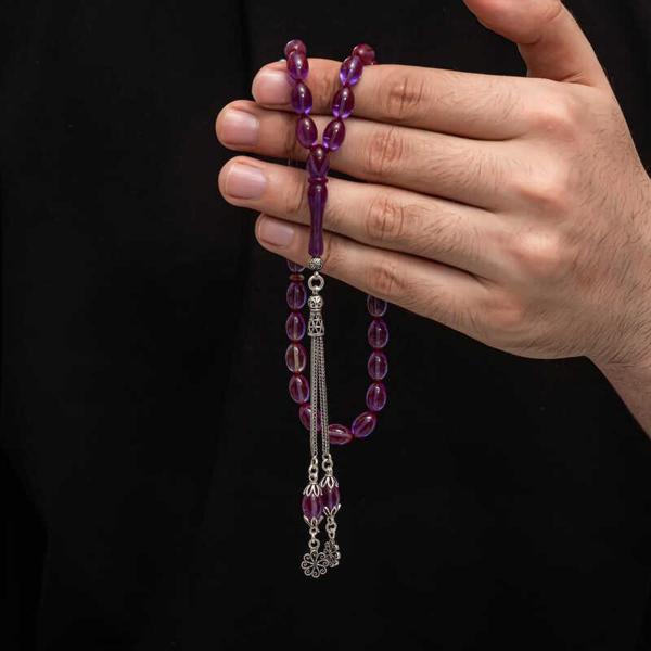 BlackCraft Gümüş Püskül Sıkma Kehribar Tesbih (BC-2EE3B4) - Image 1