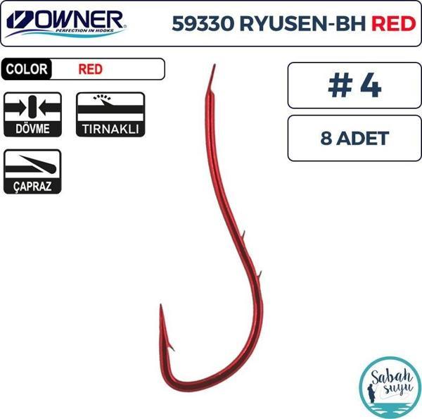 Owner 59330 Ryusen BH Worm Tırnaklı İğne #4 (8 Adet) Kırmızı - Image 1