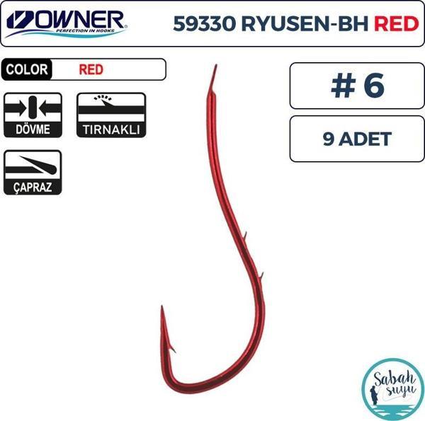 Owner 59330 Ryusen BH Worm Tırnaklı İğne #6 (9 Adet) Kırmızı - Image 1