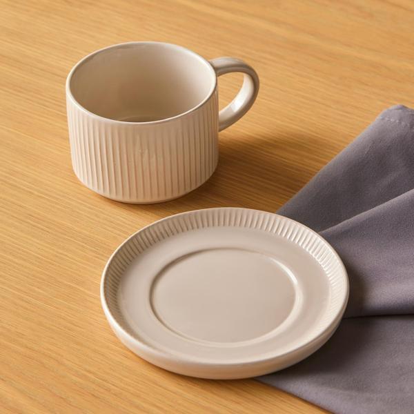 Karaca Massimo Çay Fincanı ve Tabağı Krem 220 ml - Image 1