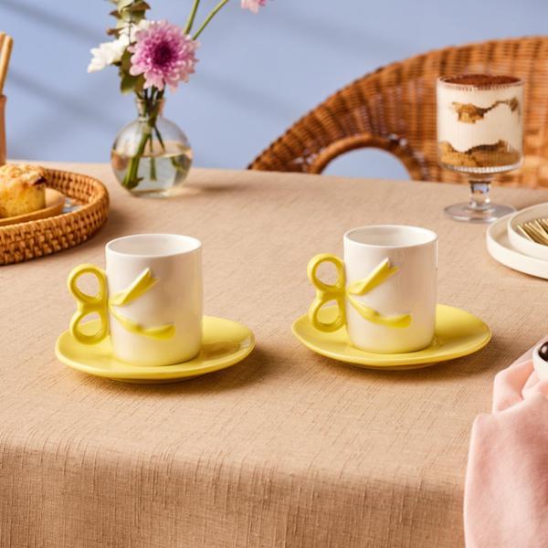 Karaca Ribbon 2 Kişilik Kahve Fincanı 110 ml Sarı - Image 1