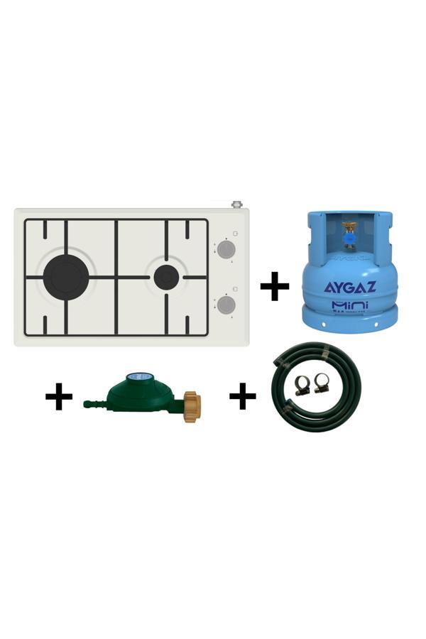 Aygaz Çetintaş 202T 2 Li Tüplü Ocak + Aygaz Mini Karavan Tüpü + Aygaz Vanalı Dedantör + 1.5 Metre Hortum - Image 1