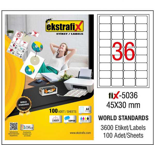 Ekstrafix Lazer Etiket 45X30Mm Fix -5036 8699071024095 - Image 1