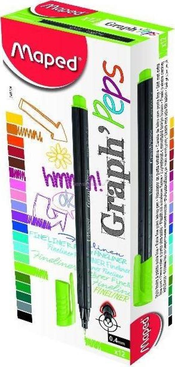 Maped 749114 Fineliner Keçe Uç Kalem 12 Li Elma Yeşili (1 Paket 12 Adet) - Image 1