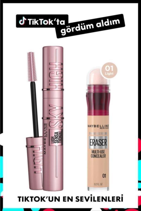 Maybelline New York Lash Sensational Sky High Maskara & Instant Anti Age Eraser Kapatıcı - 01 Light - Image 1