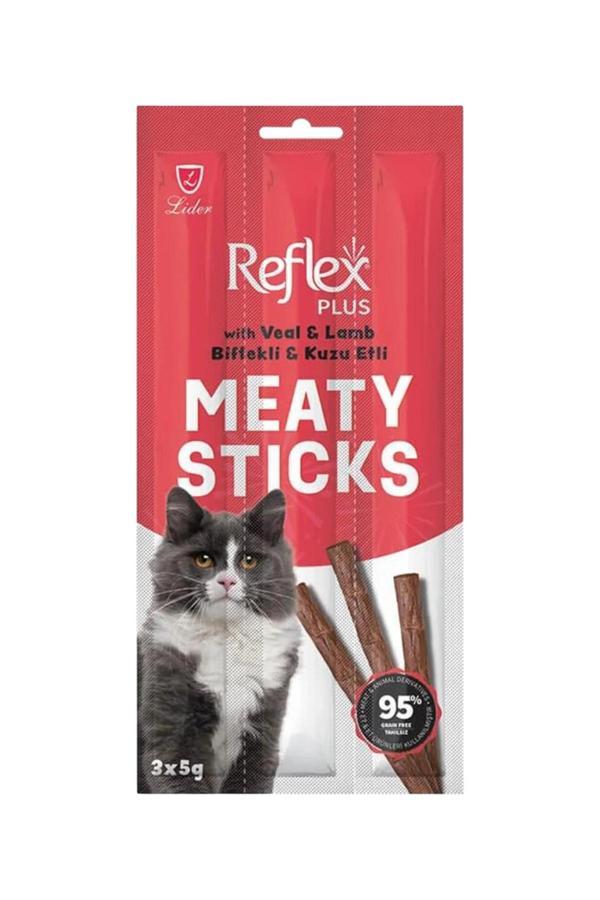 Meaty Sticks Biftekli ve Kuzu Etli Kedi Ödül Çubuğu 3x5gr Otuzbeş Paket - Image 1