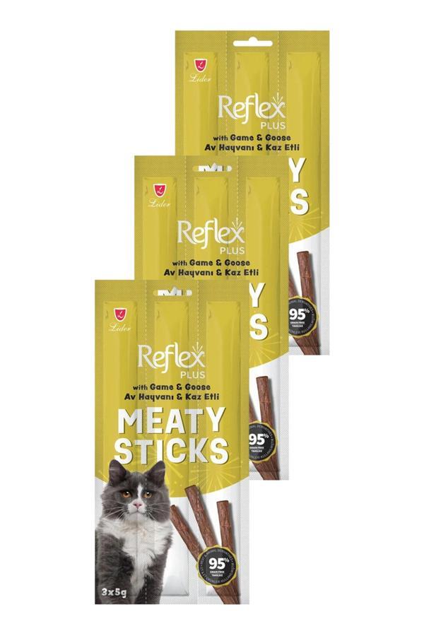 Meaty Sticks Av Hayvanı ve Kaz Etli Kedi Ödül Çubuğu 3x5gr Üçlü Paket - Image 1