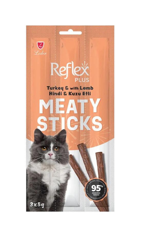 Meaty Sticks Hindi ve Kuzu Etli Kedi Ödül Çubuğu 3x5gr Otuzbeş Paket - Image 1
