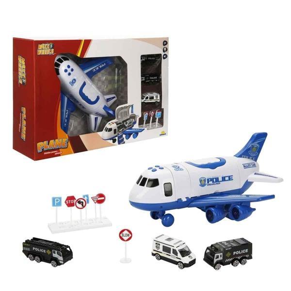 4347 Maxx Wheels Sesli ve Işıklı Sürtmeli Polis Uçağı -Sunman - Image 1