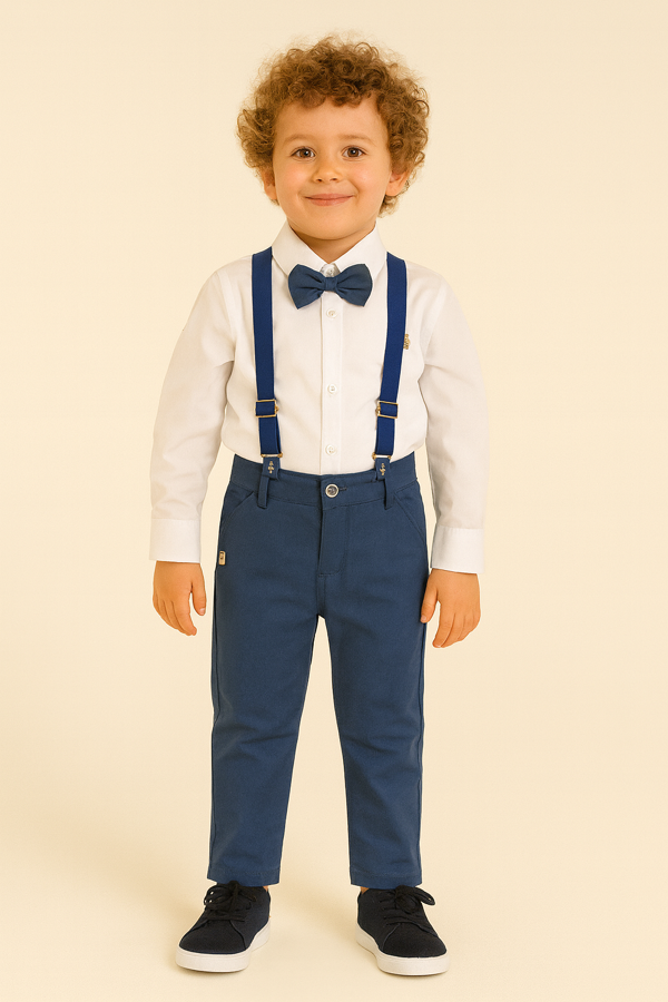  4'lü Set Erkek Çocuk Gömlek & Pantolon &Papyon & Askılık - Image 1