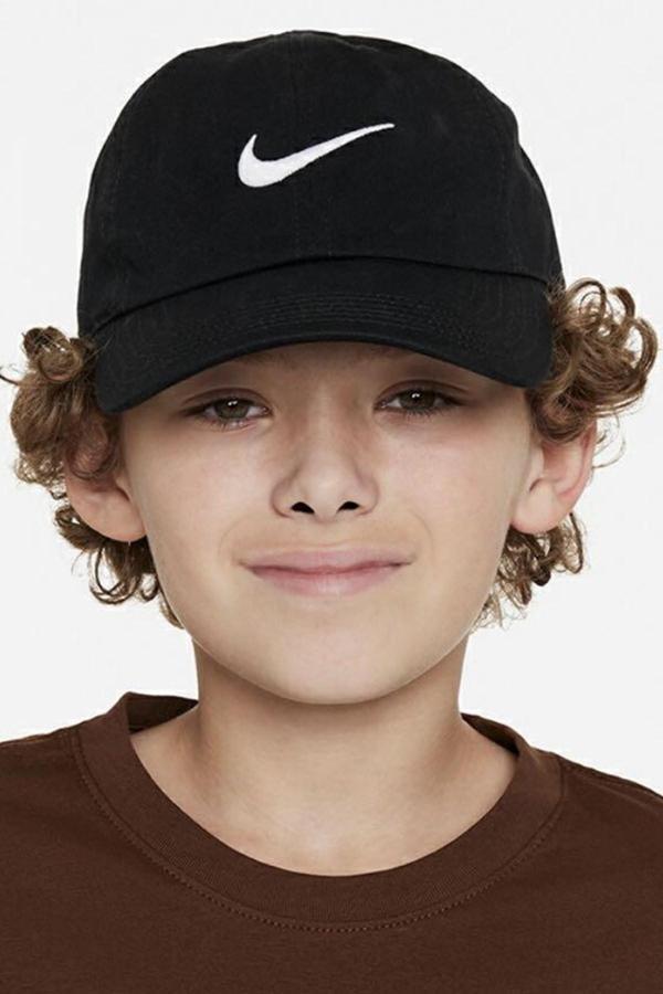 Nike Club Kids Cap Black Çocuk Nakış Swoosh Şapka Siyah - Image 1