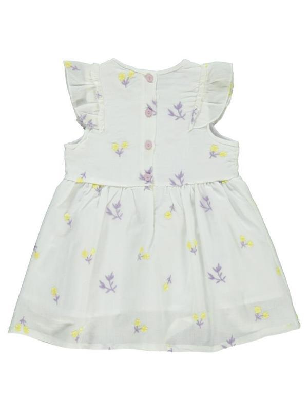 Civil Baby Çiçek Nakışlı 6-18 Ay Elbise - Ekru9-12 Ay - Image 1
