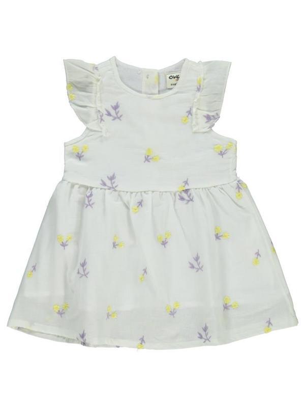 Civil Baby Çiçek Nakışlı 6-18 Ay Elbise - Ekru12-18 Ay - Image 1
