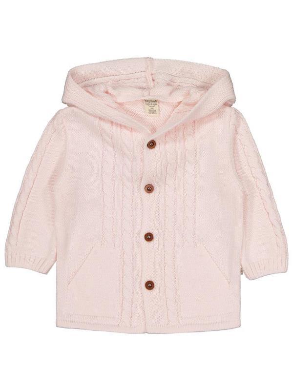 Beybek Kapşonlu Cepli 3-12 Ay Hırka - Pembe3-6 Ay - Image 1