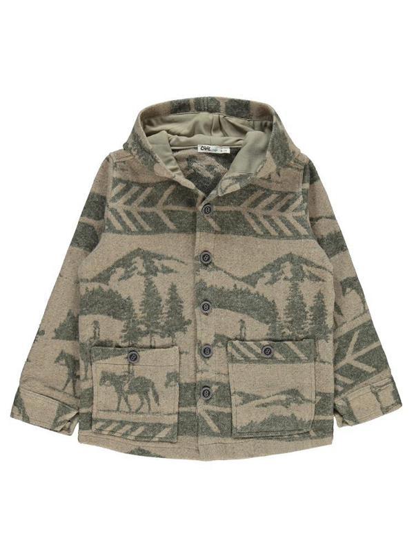 Civil Boys At Baskılı Kapşonlu 10-13 Yaş Gömlek - Haki12-13 Yaş - Image 1