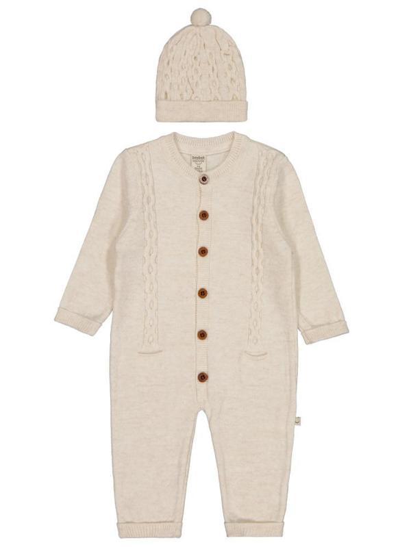 Beybek Düğmeli 3-12 Ay Tulum - Ekru3-6 Ay - Image 1