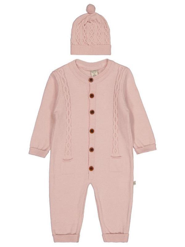 Beybek Düğmeli 3-12 Ay Tulum - Pembe3-6 Ay - Image 1