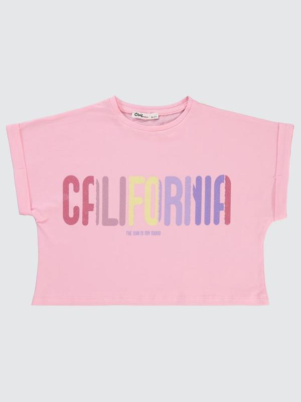 Civil Girls California Baskılı 10-13 Yaş Tişört - Pembe13-14 Yaş - Image 1