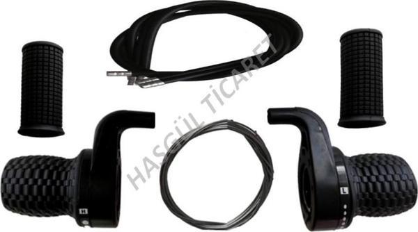 HSGL BİSİKLET SİYAH VİTES KOLU SET NOKTALI 3X7  - Image 1