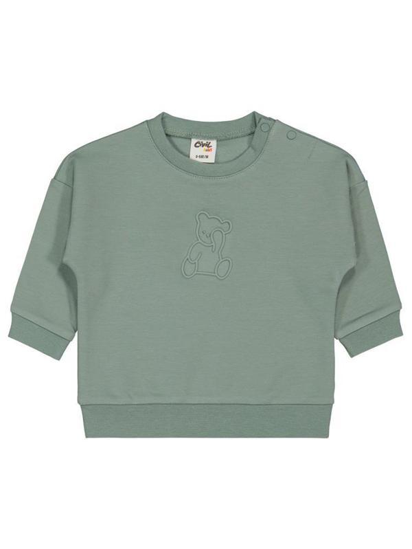 Civil Baby Teddy Baskılı 6-18 Ay Sweatshirt - Yeşil6-9 Ay - Image 1