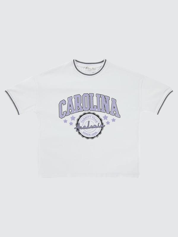 Civil Girls Carolina Baskılı Kolej 10-13 Yaş Tişört - Beyaz10-11 Yaş - Image 1
