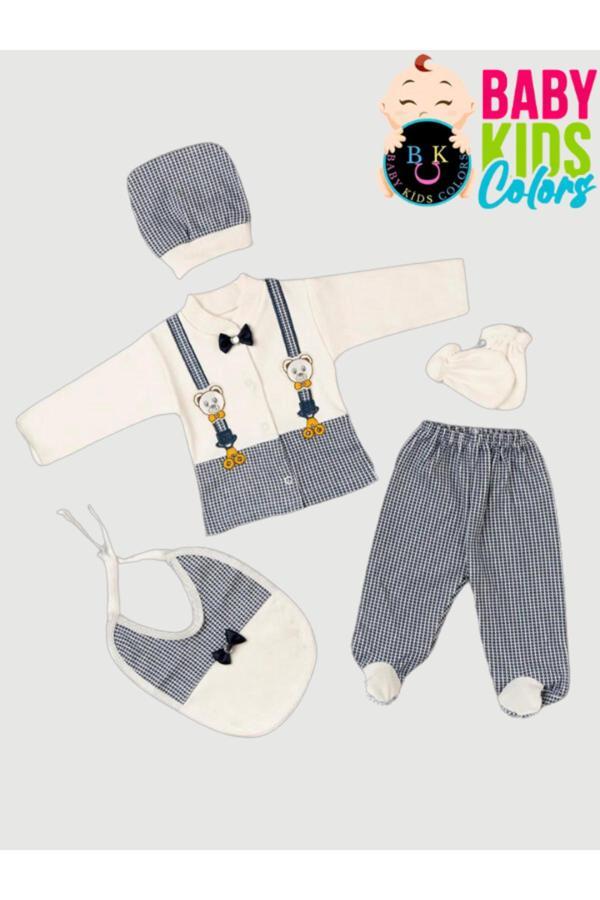 Baby Kids Colors Papyolu 5'Li Yeni Doğan Hastahane Çıkışı Zıbın Seti Kutulu - Image 1