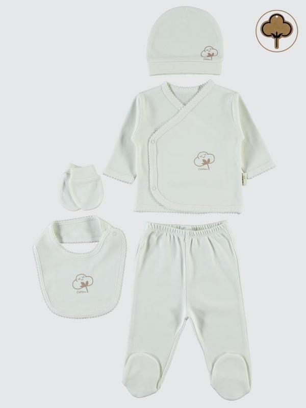 Civil Baby Organik Pamuklu 5 Li Zıbın Takımı - Ekru0-1 Ay - Image 1